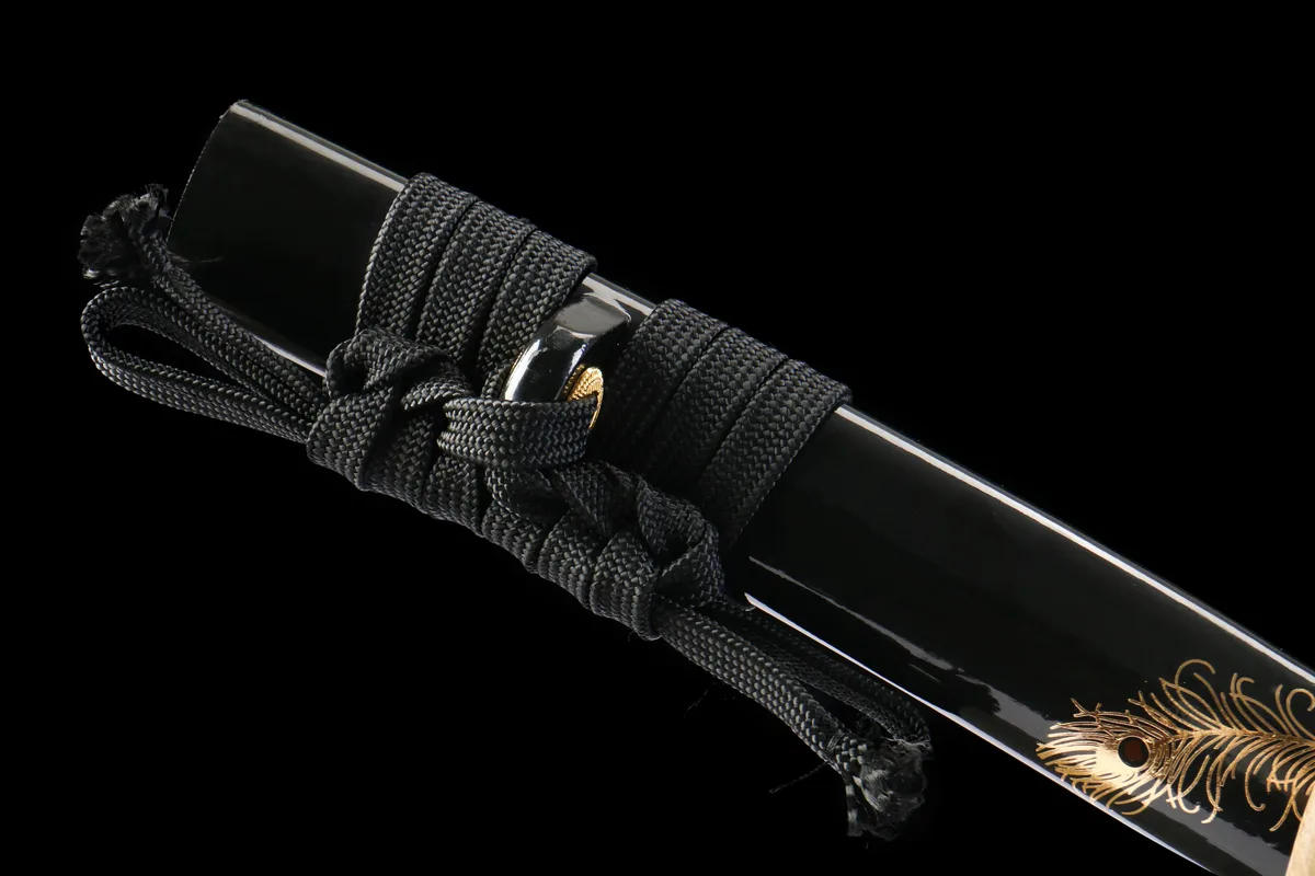 Goldene Feder - Handgeschmiedetes Wakizashi aus T10 Werkzeugstahl - Image 6